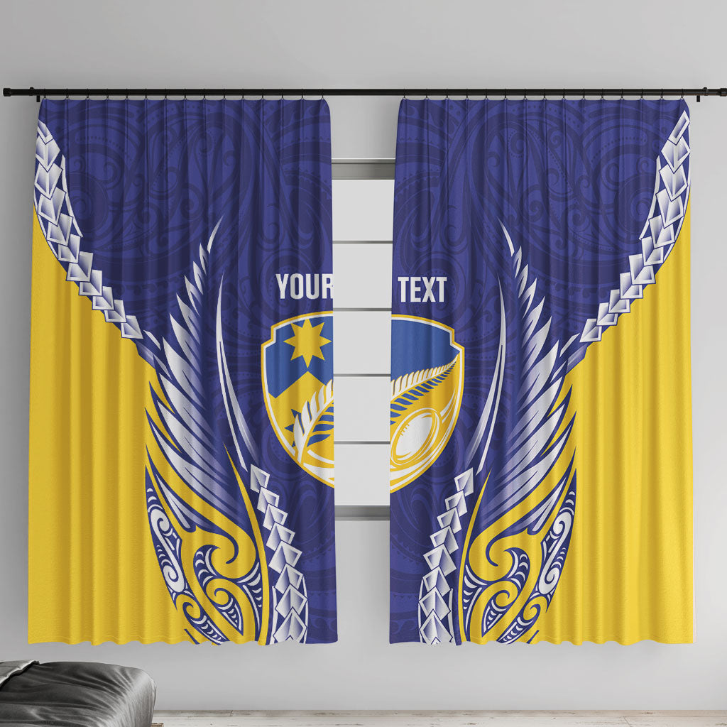 Otago 2026 Rugby Custom Window Curtain NZ Maori Silver Fern LT14 With Hooks Blue - Polynesian Pride