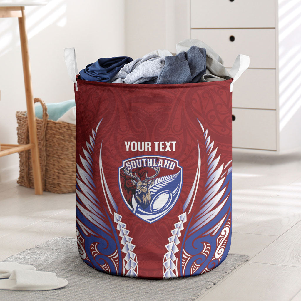 Southland 2026 Rugby Custom Laundry Basket NZ Maori Silver Fern LT14 Maroon - Polynesian Pride