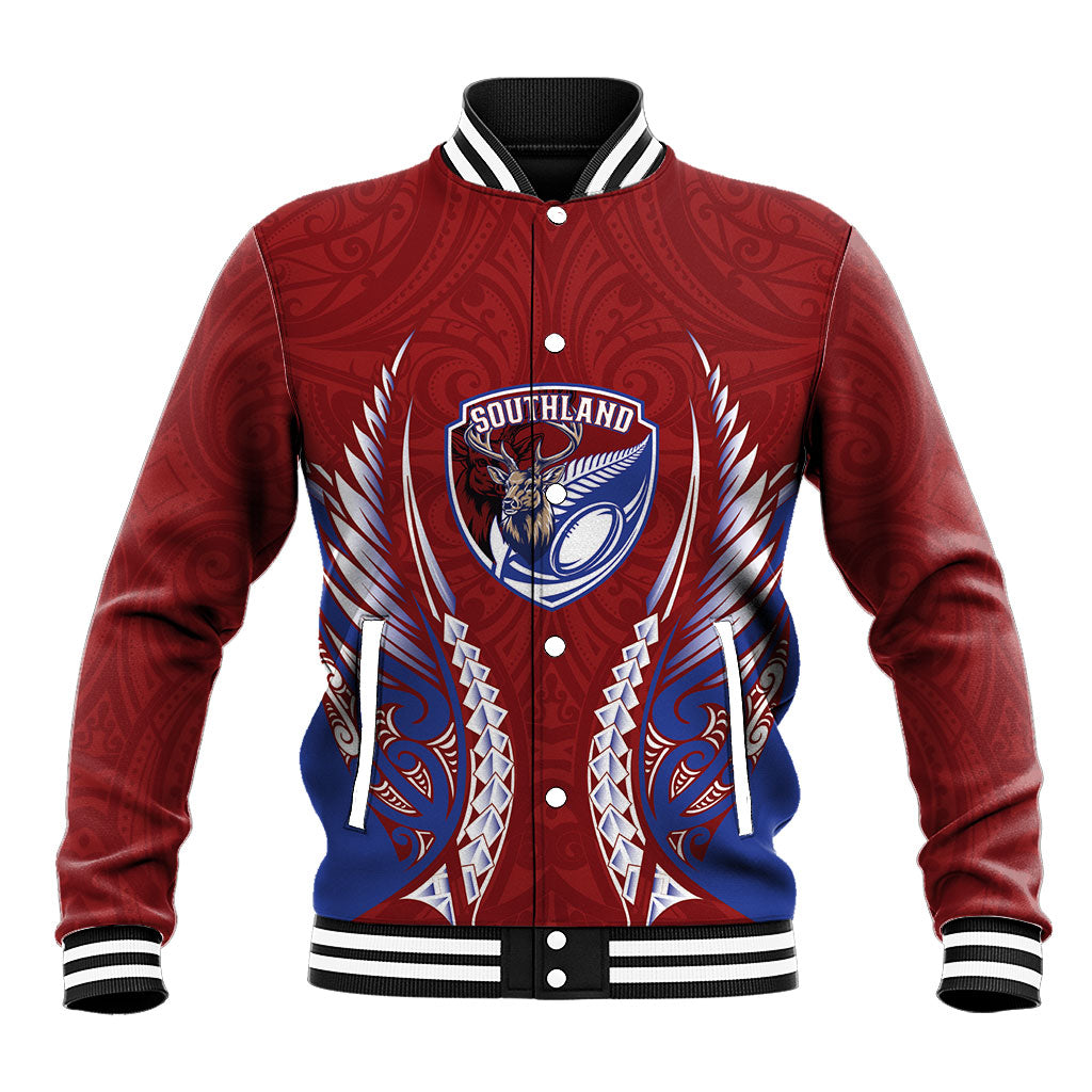 Southland 2026 Rugby Custom Baseball Jacket NZ Maori Silver Fern LT14 Unisex Maroon - Polynesian Pride