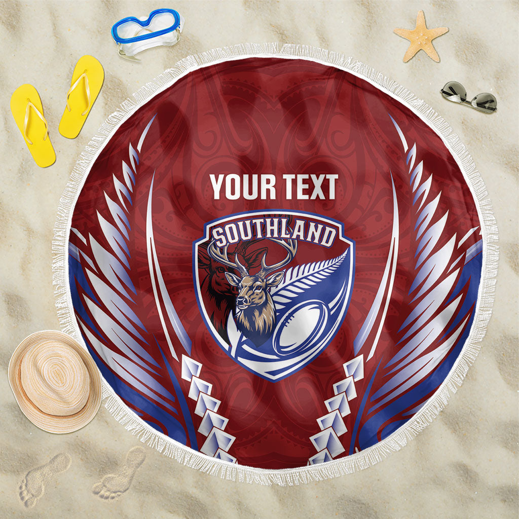 Southland 2026 Rugby Custom Beach Blanket NZ Maori Silver Fern LT14 One Size 150cm Maroon - Polynesian Pride