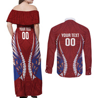 Southland 2026 Rugby Custom Couples Matching Off Shoulder Maxi Dress and Long Sleeve Button Shirt NZ Maori Silver Fern LT14 - Polynesian Pride