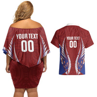 Southland 2026 Rugby Custom Couples Matching Off Shoulder Short Dress and Hawaiian Shirt NZ Maori Silver Fern LT14 - Polynesian Pride