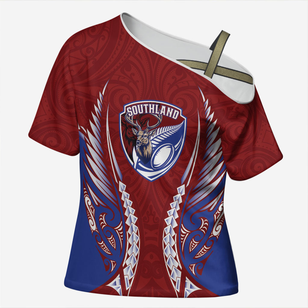 Southland 2026 Rugby Custom Cross Shoulder Shirt NZ Maori Silver Fern