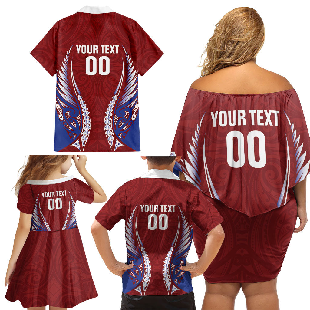 Southland 2026 Rugby Custom Family Matching Off Shoulder Short Dress and Hawaiian Shirt NZ Maori Silver Fern LT14 - Polynesian Pride