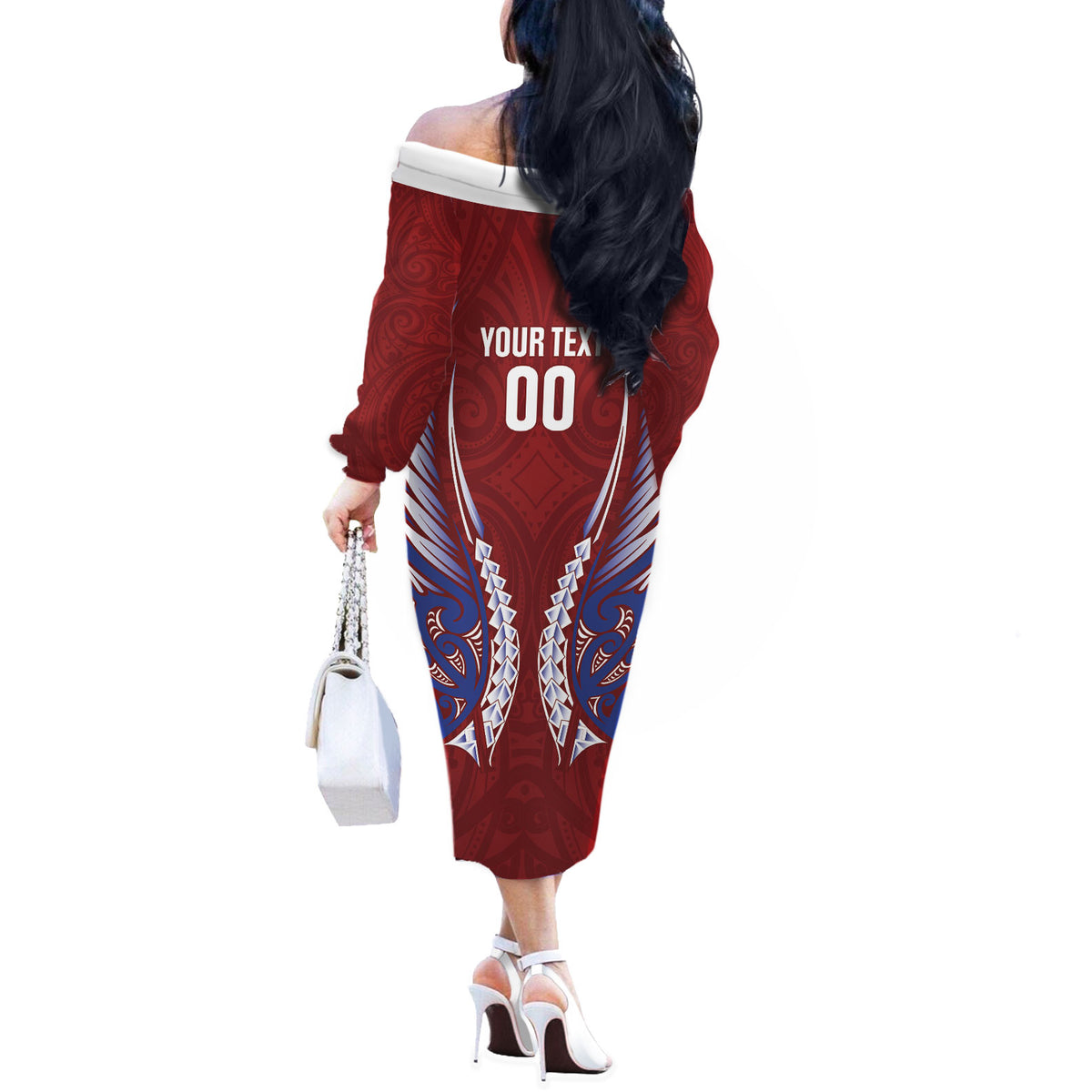 Southland 2026 Rugby Custom Off The Shoulder Long Sleeve Dress NZ Maori Silver Fern