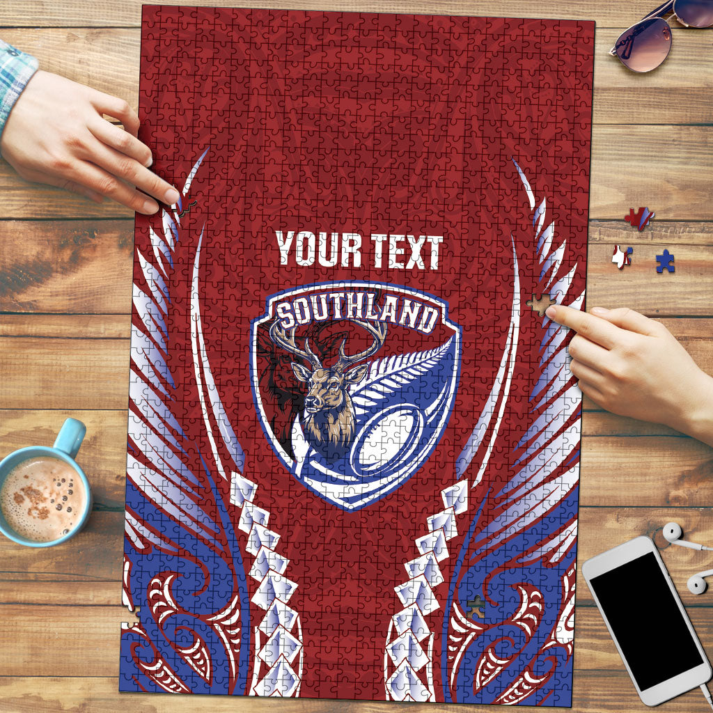 Southland 2026 Rugby Custom Puzzle NZ Maori Silver Fern LT14 Maroon - Polynesian Pride