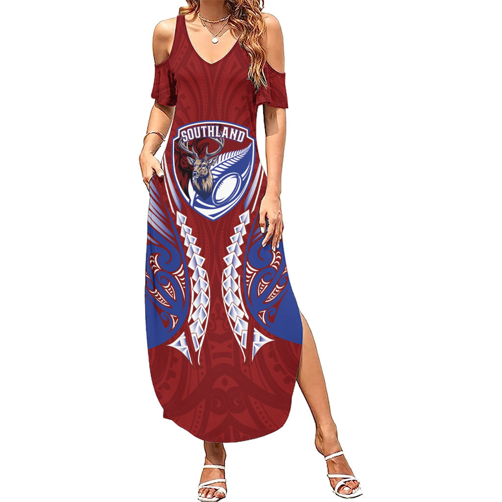 Southland 2026 Rugby Custom Summer Maxi Dress NZ Maori Silver Fern LT14 Women Maroon - Polynesian Pride