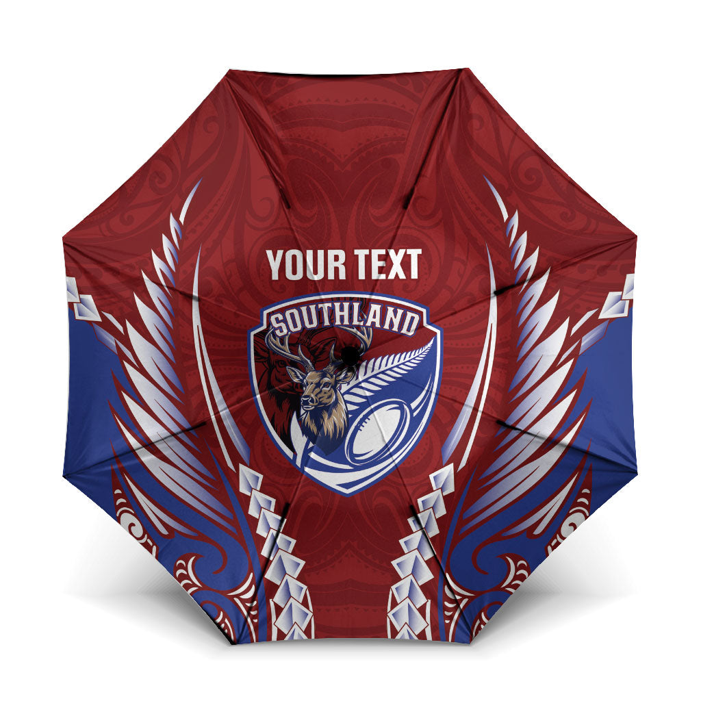 Southland 2026 Rugby Custom Umbrella NZ Maori Silver Fern LT14 One Size Folded 11.42 inch Opened Diameter 37.4 inch Maroon - Polynesian Pride