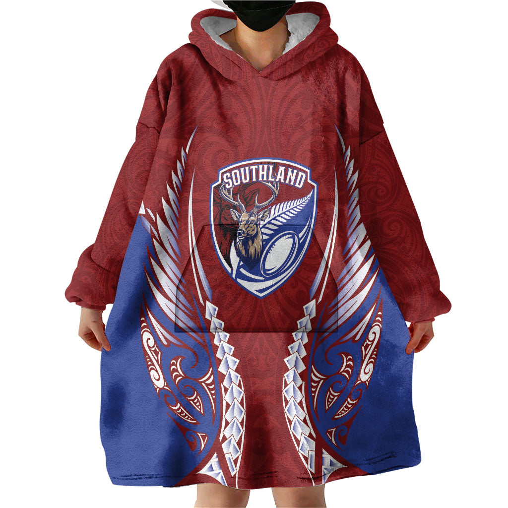 Southland 2026 Rugby Custom Wearable Blanket Hoodie NZ Maori Silver Fern