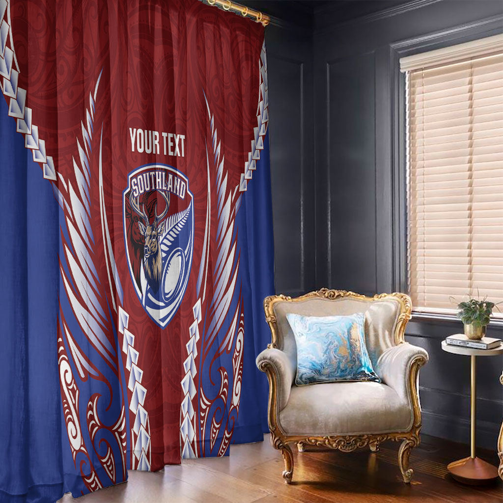Southland 2026 Rugby Custom Window Curtain NZ Maori Silver Fern