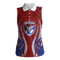 Southland 2026 Rugby Custom Women Sleeveless Polo Shirt NZ Maori Silver Fern LT14 Female Maroon - Polynesian Pride