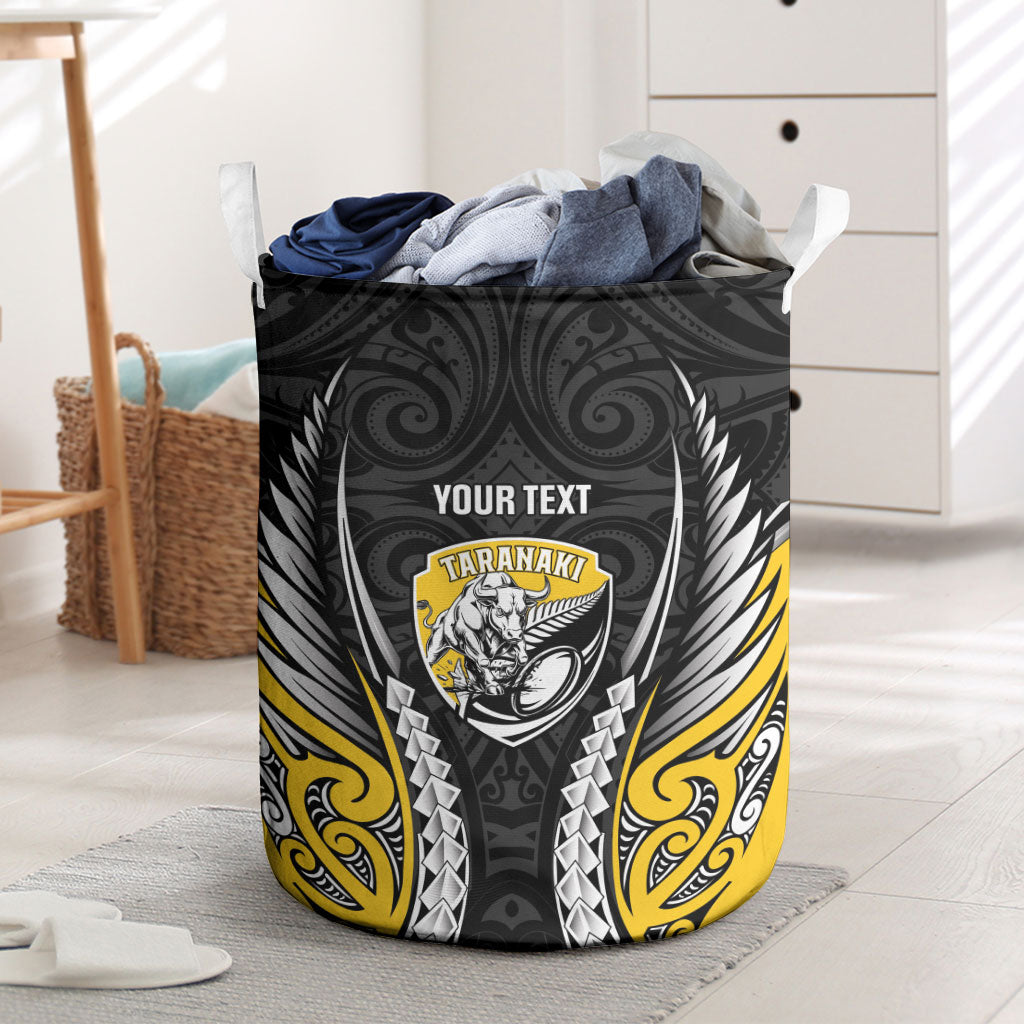 Taranaki 2026 Rugby Custom Laundry Basket NZ Maori Silver Fern LT14 Black - Polynesian Pride