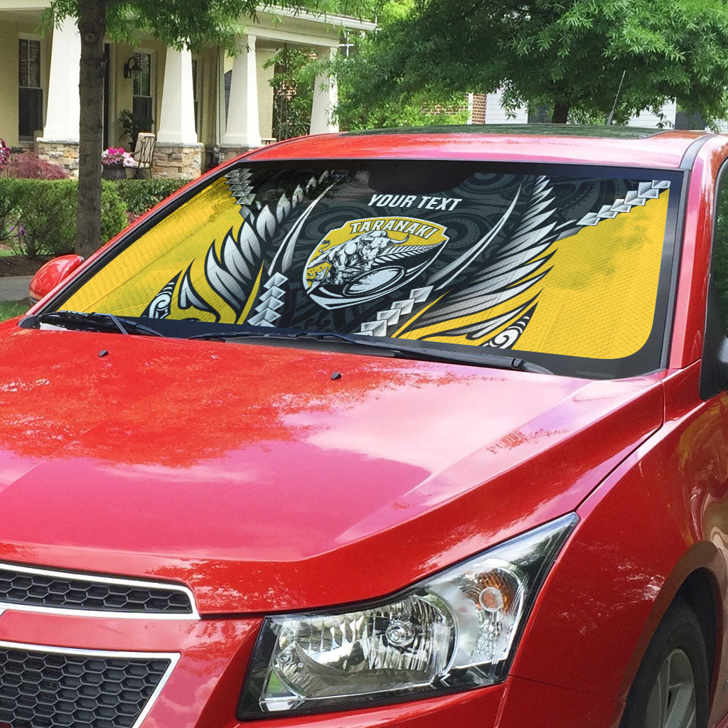 Taranaki 2026 Rugby Custom Auto Sun Shade NZ Maori Silver Fern