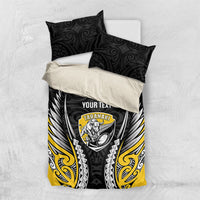 Taranaki 2026 Rugby Custom Bedding Set NZ Maori Silver Fern LT14 US Twin 172cm x 218cm Black - Polynesian Pride