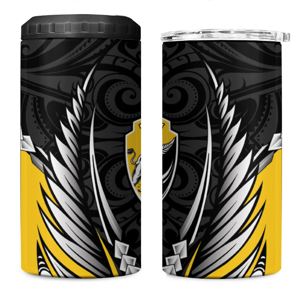 Taranaki 2026 Rugby Custom 4 in 1 Can Cooler Tumbler NZ Maori Silver Fern LT14 One Size: 16 oz Black - Polynesian Pride