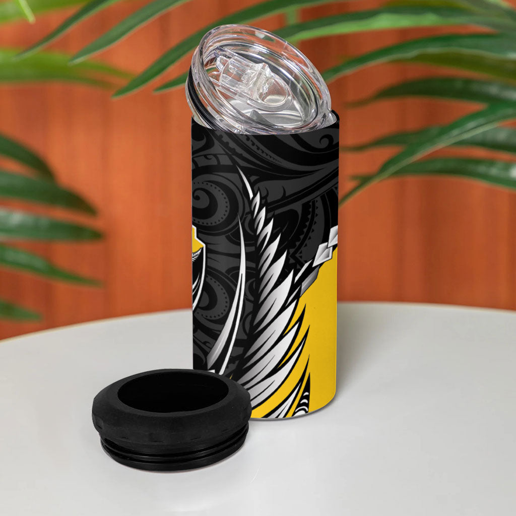 Taranaki 2026 Rugby Custom 4 in 1 Can Cooler Tumbler NZ Maori Silver Fern LT14 - Polynesian Pride