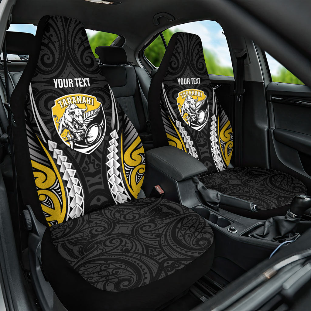 Taranaki 2026 Rugby Custom Car Seat Cover NZ Maori Silver Fern LT14 One Size Black - Polynesian Pride