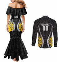 Taranaki 2026 Rugby Custom Couples Matching Mermaid Dress and Long Sleeve Button Shirt NZ Maori Silver Fern LT14 - Polynesian Pride