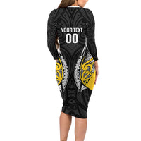 Taranaki 2026 Rugby Custom Family Matching Long Sleeve Bodycon Dress and Hawaiian Shirt NZ Maori Silver Fern LT14 - Polynesian Pride