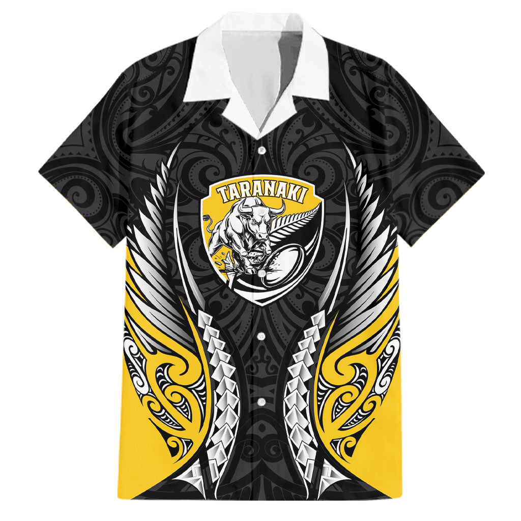 Taranaki 2026 Rugby Custom Family Matching Summer Maxi Dress and Hawaiian Shirt NZ Maori Silver Fern LT14 Dad's Shirt - Short Sleeve Black - Polynesian Pride