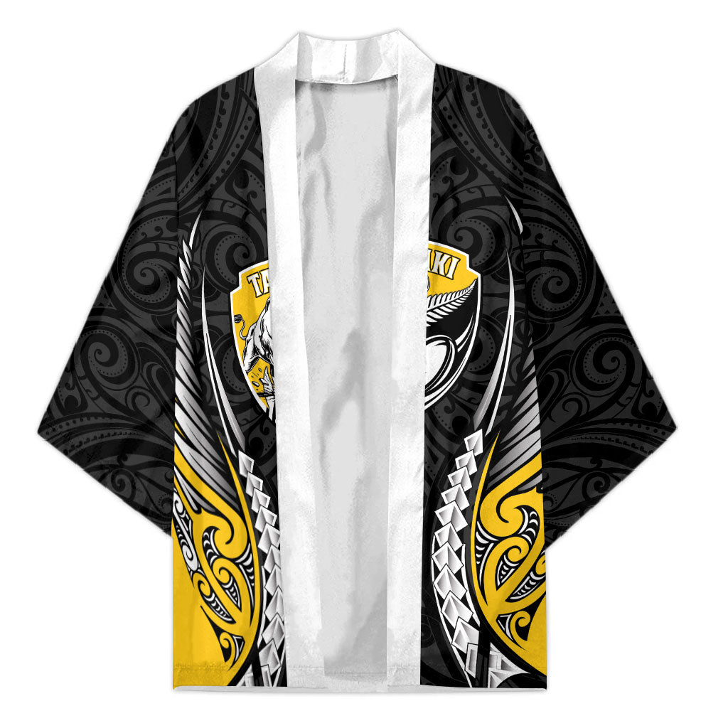 Taranaki 2026 Rugby Custom Kimono NZ Maori Silver Fern LT14 Unisex Black - Polynesian Pride