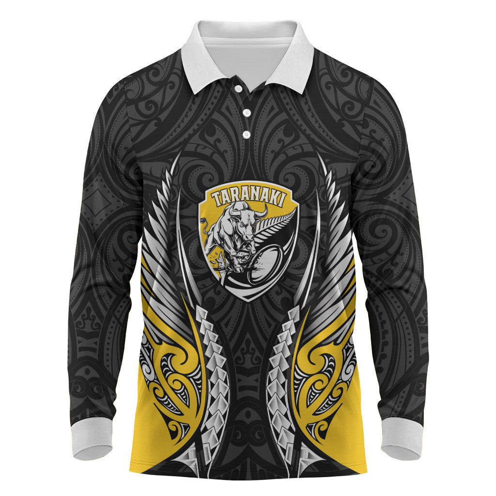 Taranaki 2026 Rugby Custom Long Sleeve Polo Shirt NZ Maori Silver Fern