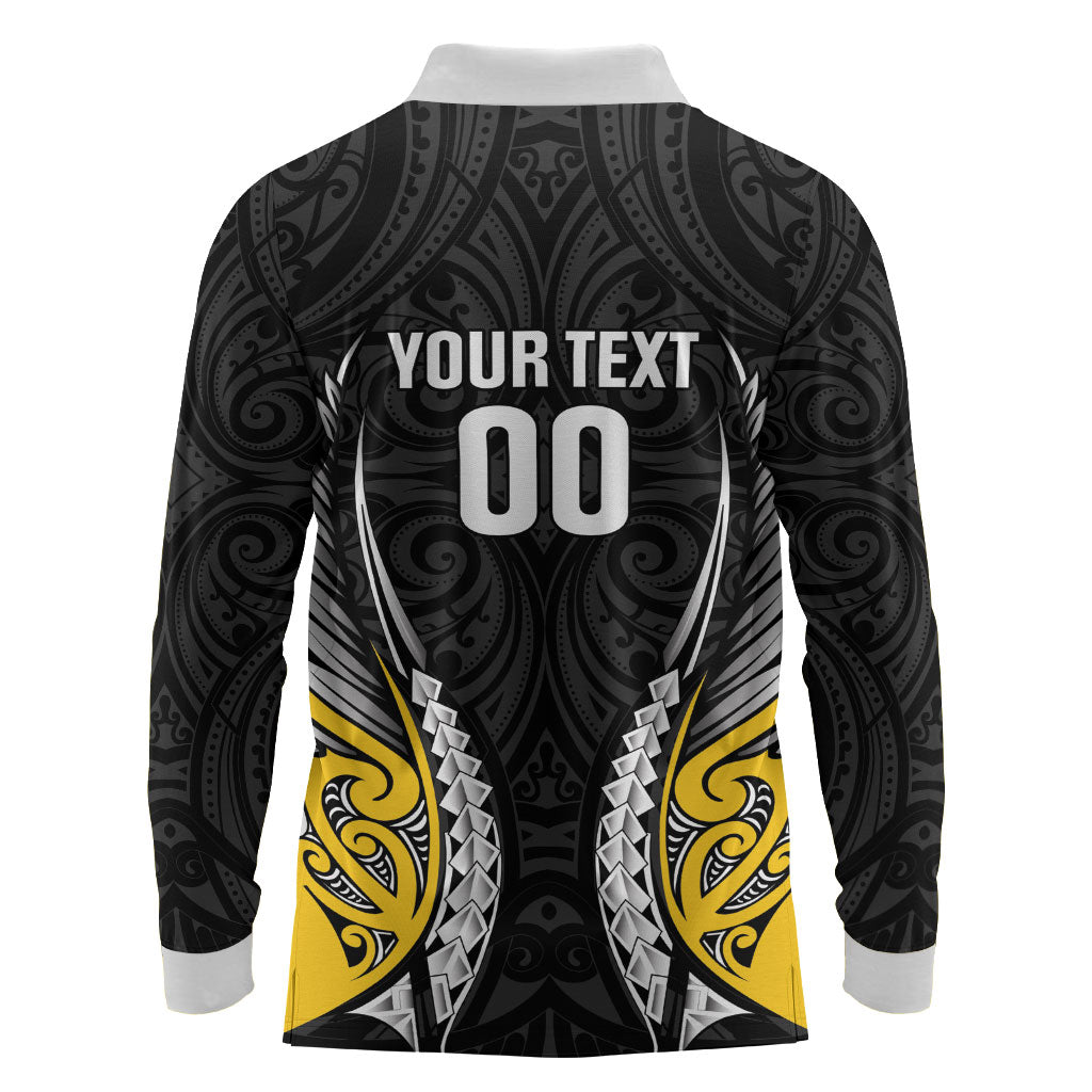 Taranaki 2026 Rugby Custom Long Sleeve Polo Shirt NZ Maori Silver Fern
