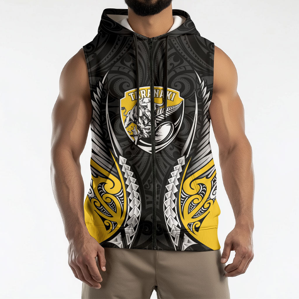 Taranaki 2026 Rugby Custom Sleeveless Zip Hoodie NZ Maori Silver Fern