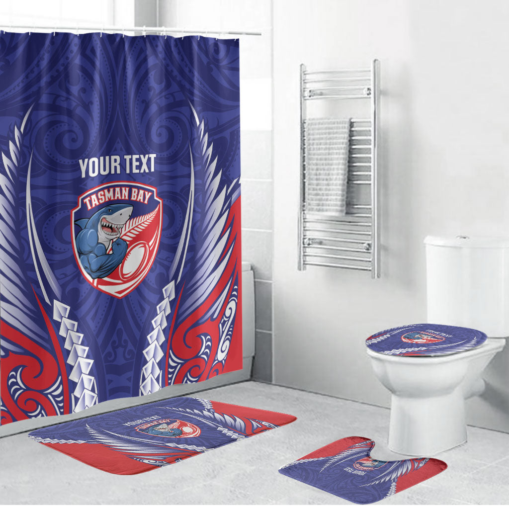 Tasman Bay 2026 Rugby Custom Bathroom Set NZ Maori Silver Fern LT14 Bathroom Set (4 pcs) Blue - Polynesian Pride