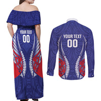 Tasman Bay 2026 Rugby Custom Couples Matching Off Shoulder Maxi Dress and Long Sleeve Button Shirt NZ Maori Silver Fern LT14 - Polynesian Pride