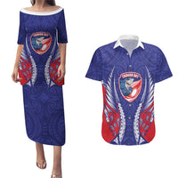 Tasman Bay 2026 Rugby Custom Couples Matching Puletasi and Hawaiian Shirt NZ Maori Silver Fern LT14 Blue - Polynesian Pride