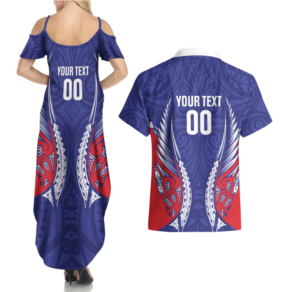 Tasman Bay 2026 Rugby Custom Couples Matching Summer Maxi Dress and Hawaiian Shirt NZ Maori Silver Fern LT14 - Polynesian Pride