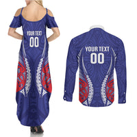 Tasman Bay 2026 Rugby Custom Couples Matching Summer Maxi Dress and Long Sleeve Button Shirt NZ Maori Silver Fern LT14 - Polynesian Pride