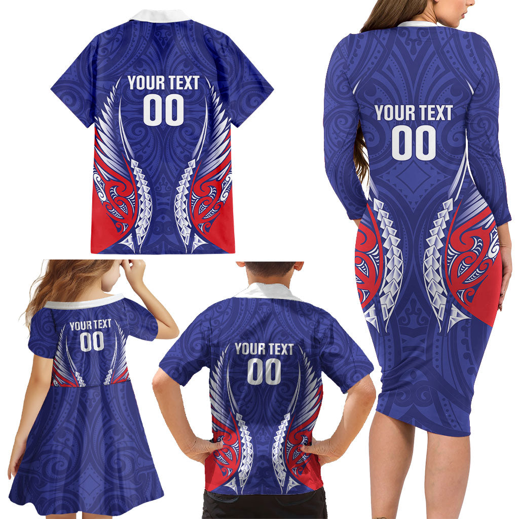 Tasman Bay 2026 Rugby Custom Family Matching Long Sleeve Bodycon Dress and Hawaiian Shirt NZ Maori Silver Fern LT14 - Polynesian Pride