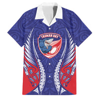 Tasman Bay 2026 Rugby Custom Family Matching Off The Shoulder Long Sleeve Dress and Hawaiian Shirt NZ Maori Silver Fern LT14 Dad's Shirt - Short Sleeve Blue - Polynesian Pride
