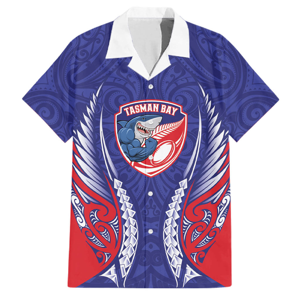 Tasman Bay 2026 Rugby Custom Family Matching Summer Maxi Dress and Hawaiian Shirt NZ Maori Silver Fern LT14 Dad's Shirt - Short Sleeve Blue - Polynesian Pride
