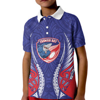 Tasman Bay 2026 Rugby Custom Kid Polo Shirt NZ Maori Silver Fern LT14 Kid Blue - Polynesian Pride