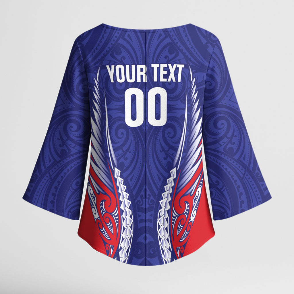 Tasman Bay 2026 Rugby Custom Kimono Sleeve Blouse NZ Maori Silver Fern