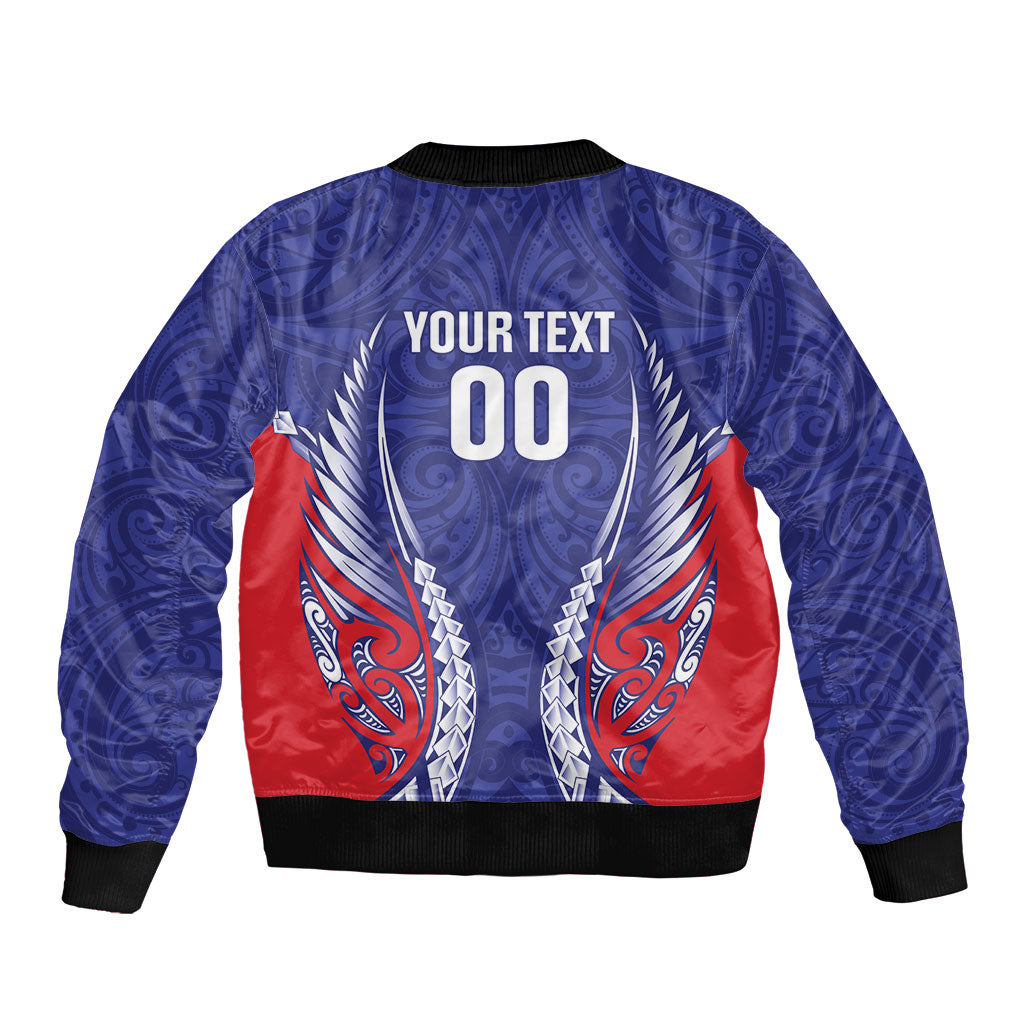 Tasman Bay 2026 Rugby Custom Sleeve Zip Bomber Jacket NZ Maori Silver Fern