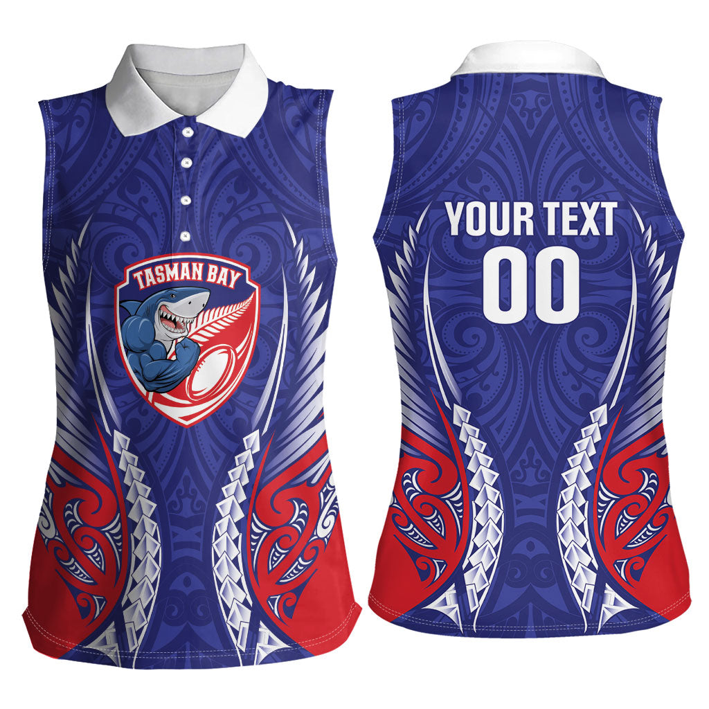 Tasman Bay 2026 Rugby Custom Women Sleeveless Polo Shirt NZ Maori Silver Fern LT14 - Polynesian Pride