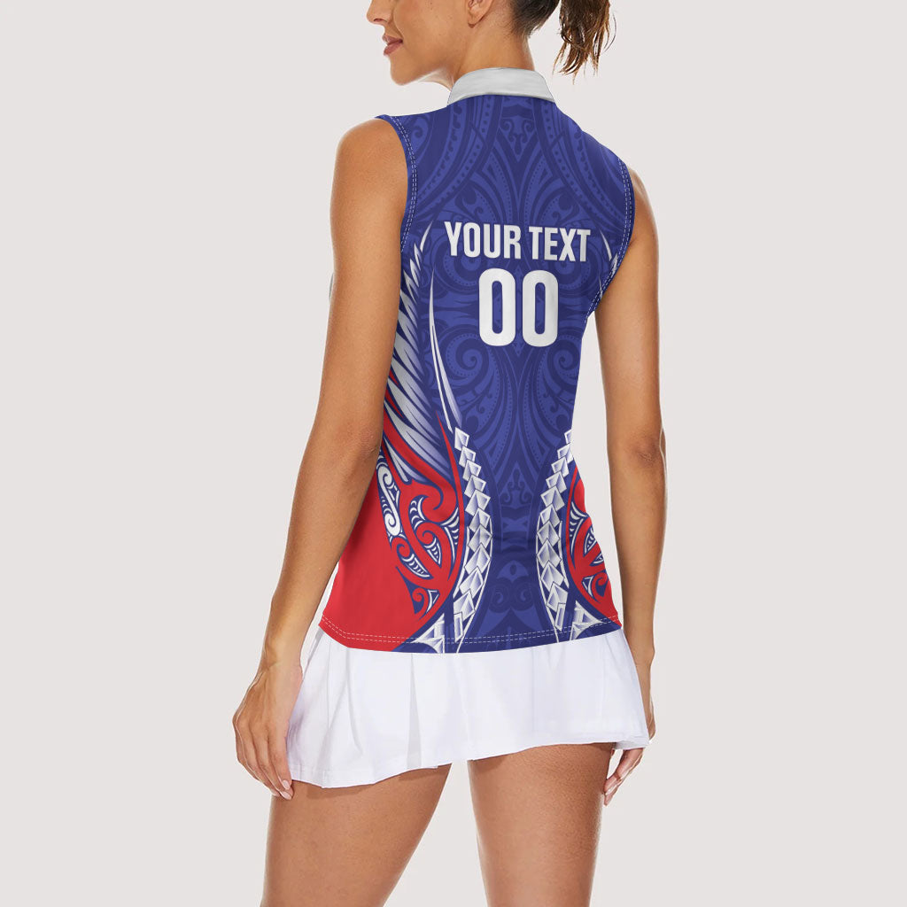 Tasman Bay 2026 Rugby Custom Women Sleeveless Polo Shirt NZ Maori Silver Fern LT14 - Polynesian Pride