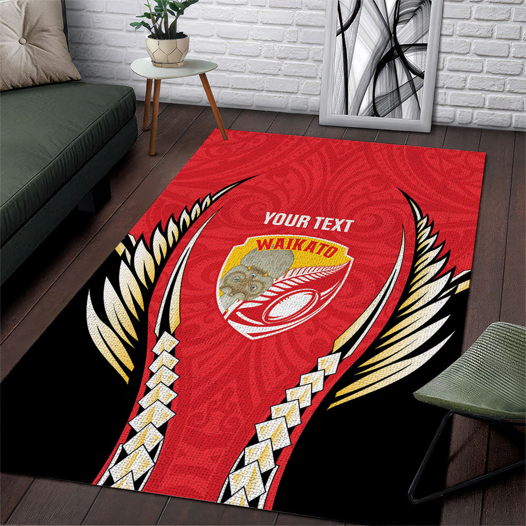 Waikato 2026 Rugby Custom Area Rug NZ Maori Silver Fern LT14 Red - Polynesian Pride