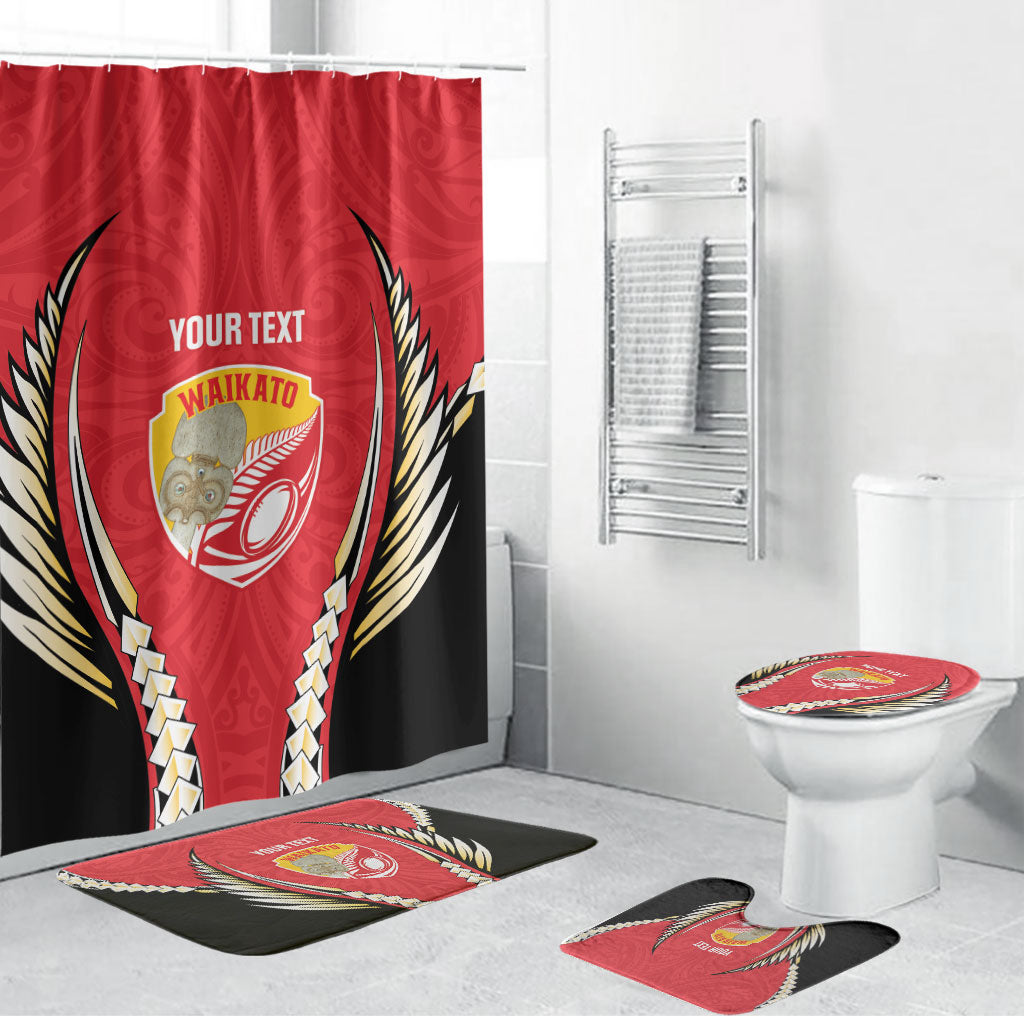 Waikato 2026 Rugby Custom Bathroom Set NZ Maori Silver Fern LT14 Bathroom Set (4 pcs) Red - Polynesian Pride