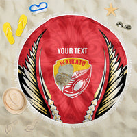Waikato 2026 Rugby Custom Beach Blanket NZ Maori Silver Fern