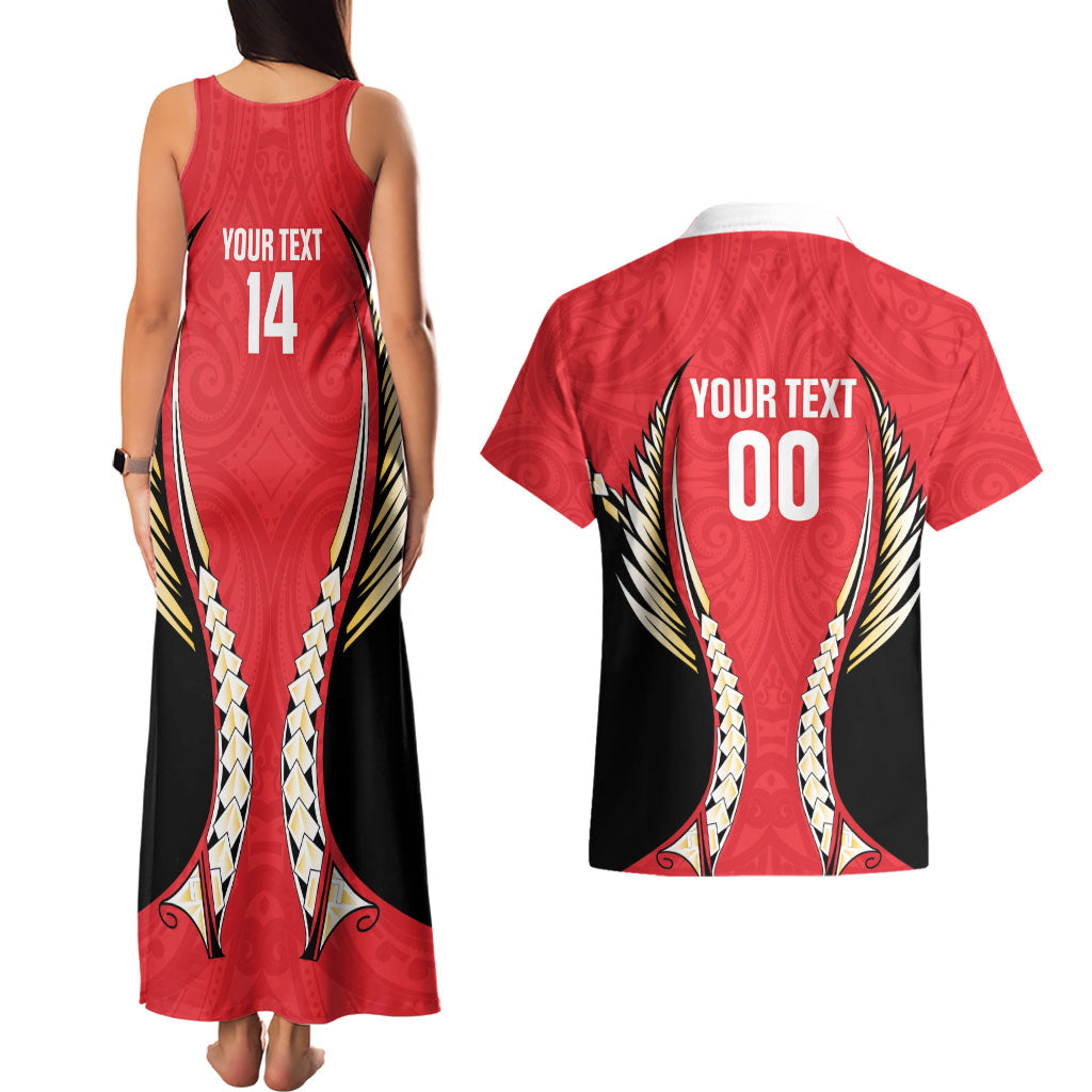 Waikato 2026 Rugby Custom Couples Matching Tank Maxi Dress and Hawaiian Shirt NZ Maori Silver Fern LT14 - Polynesian Pride