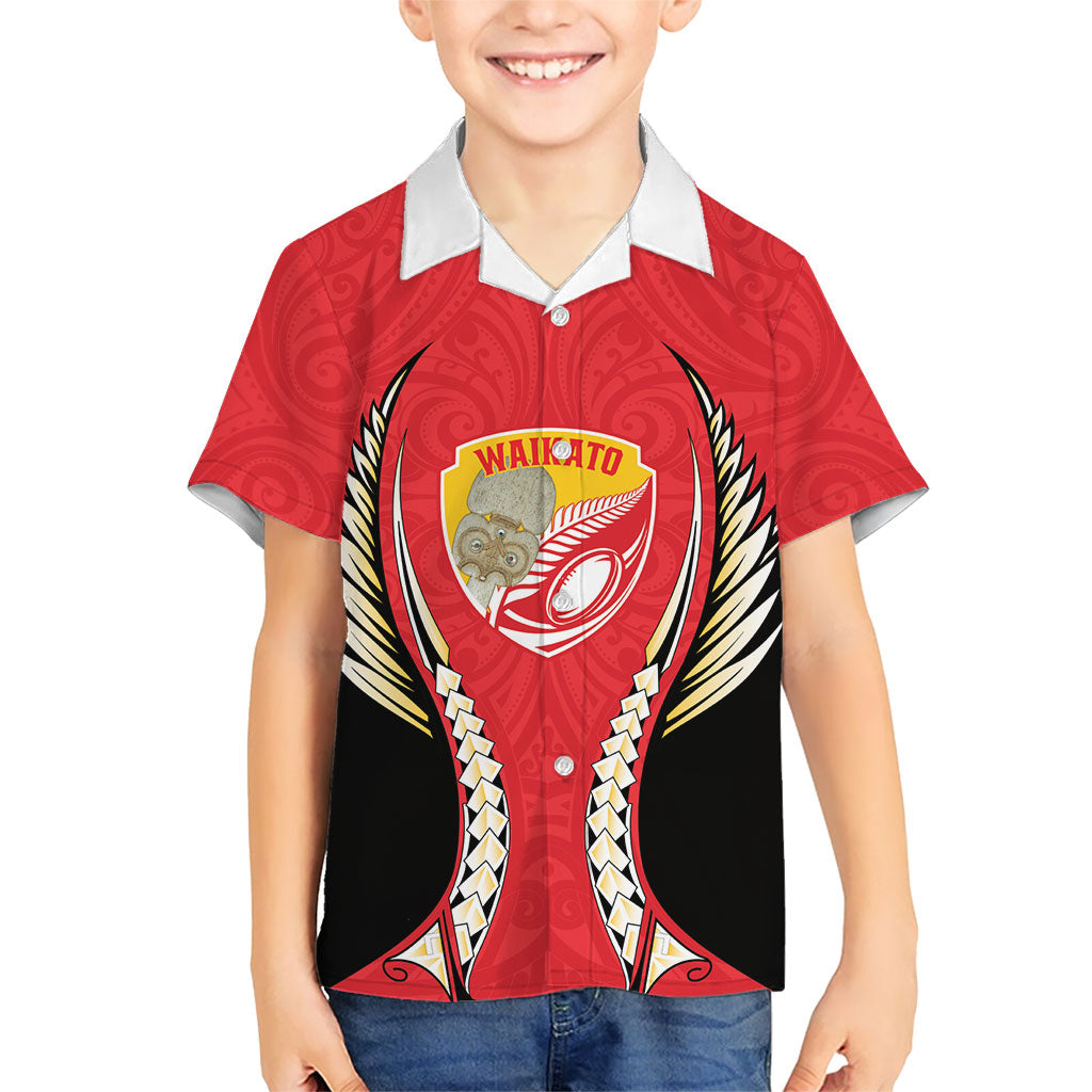 Waikato 2026 Rugby Custom Family Matching Mermaid Dress and Hawaiian Shirt NZ Maori Silver Fern LT14 Son's Shirt Red - Polynesian Pride
