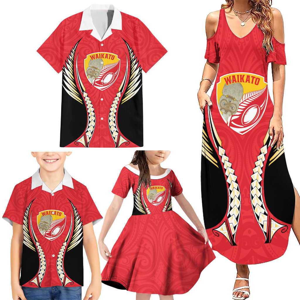 Waikato 2026 Rugby Custom Family Matching Summer Maxi Dress and Hawaiian Shirt NZ Maori Silver Fern LT14 - Polynesian Pride