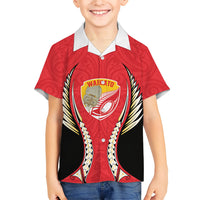 Waikato 2026 Rugby Custom Family Matching Summer Maxi Dress and Hawaiian Shirt NZ Maori Silver Fern LT14 Son's Shirt Red - Polynesian Pride