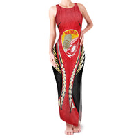 Waikato 2026 Rugby Custom Family Matching Tank Maxi Dress and Hawaiian Shirt NZ Maori Silver Fern LT14 Mom's Dress Red - Polynesian Pride