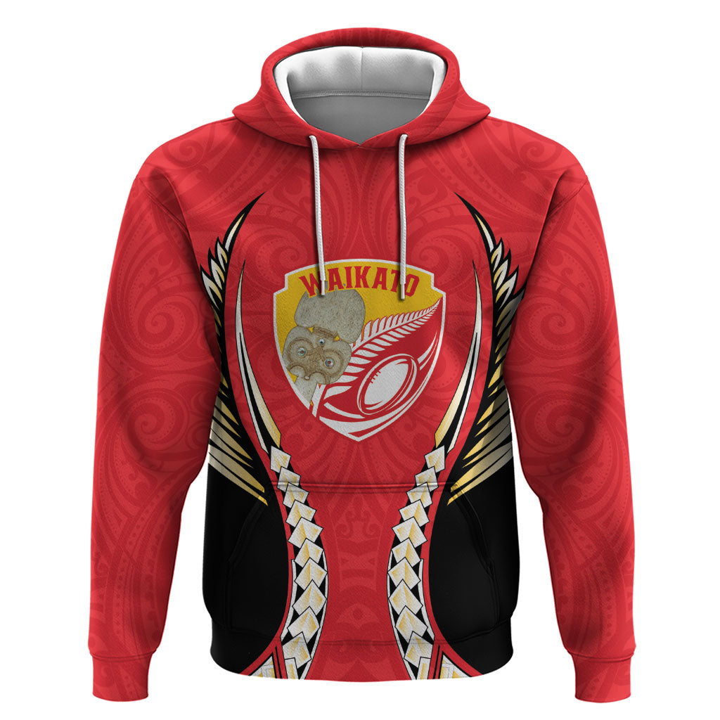 Waikato 2026 Rugby Custom Hoodie NZ Maori Silver Fern LT14 Pullover Hoodie Red - Polynesian Pride